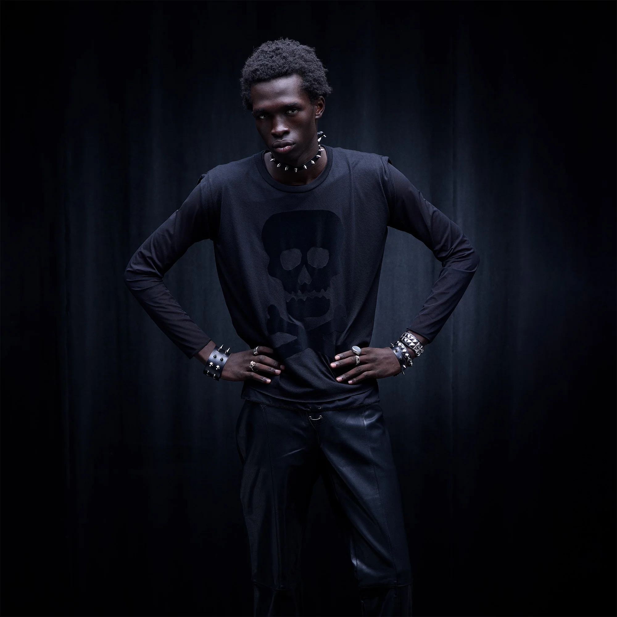 Demon Skull Women’s T-Shirt (Flocked) - Image 3