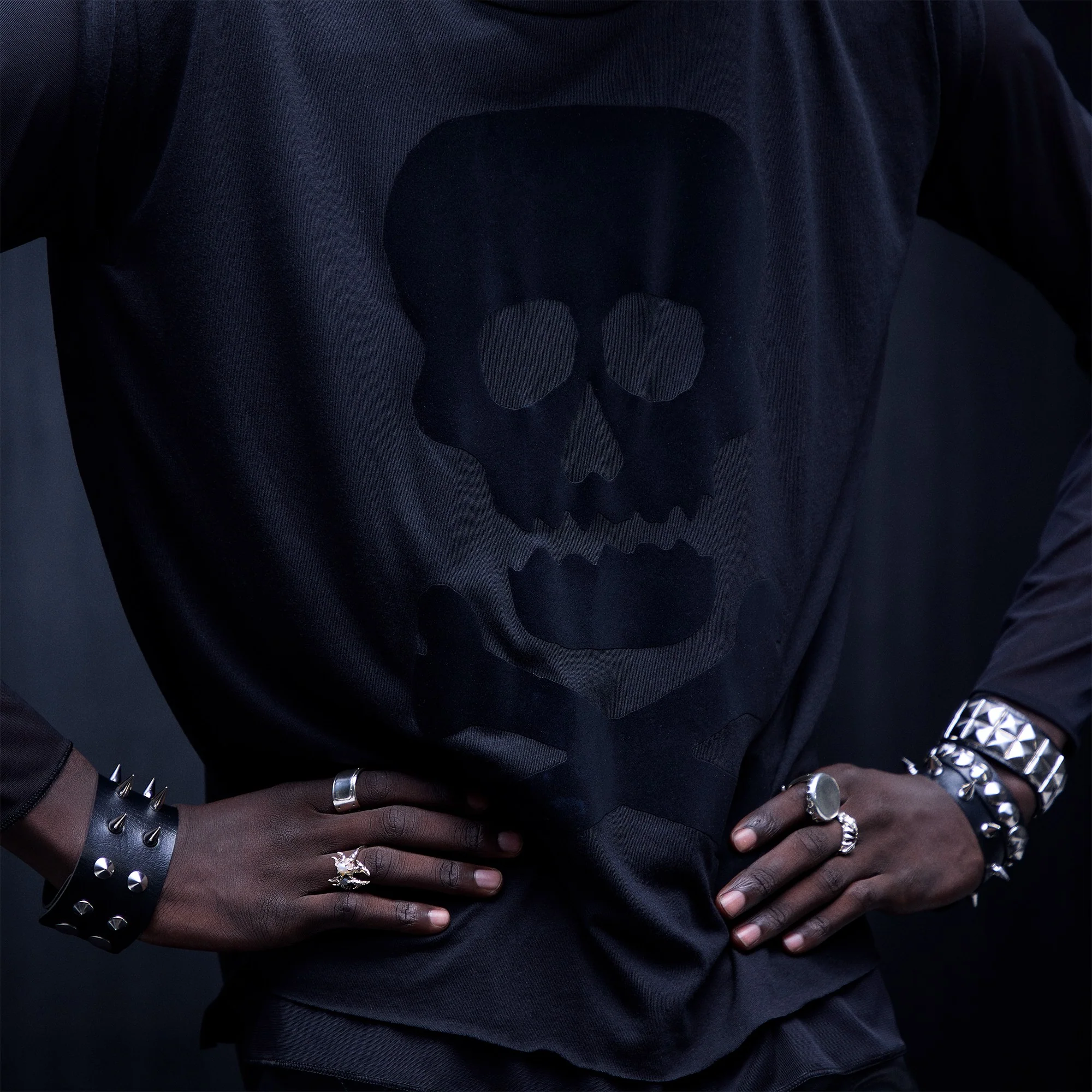 Demon Skull Women’s T-Shirt (Flocked) - Image 4